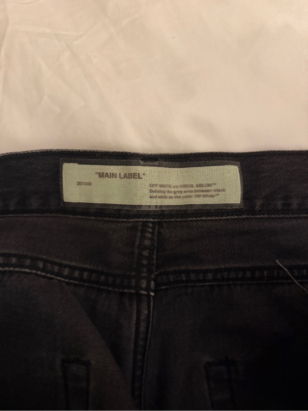 Men's Black Denim Jeans with Embroidered Red Diagonal Accents - Picture 8 of 8